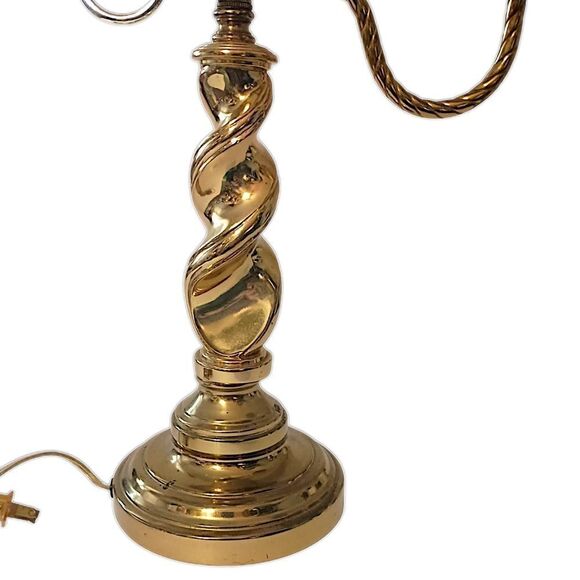 Brass Candlestick Bouillette Lamp Light SINGLE Arm Spiral Twist Base HEAVY Vtg. - Picture 9 of 16